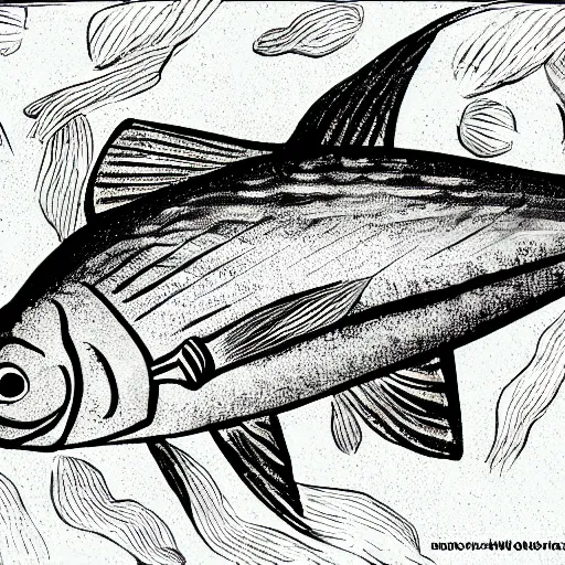 Prompt: cartoon illustration of a fish