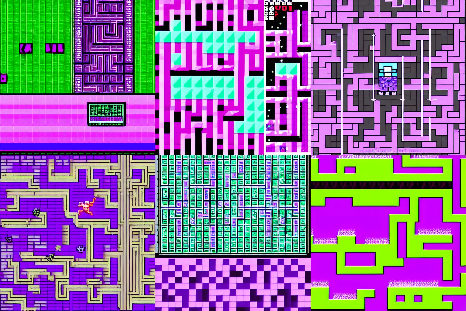 Image similar to purple glitchy maze 8bit video game