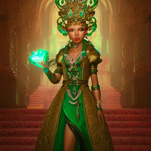 Image similar to portrait of wonderful princess of emerald with fair skin, glowing, ornate and intricate, jaw dropping, dynamic lighting, intricate and detailed, 4 k octane render