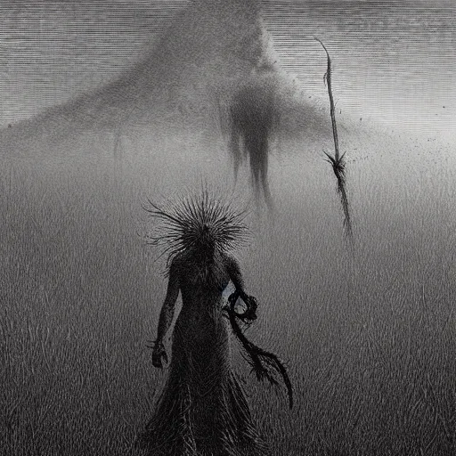 Image similar to Tribals crop circle blood rain, horror Gustave Doré Greg Rutkowski