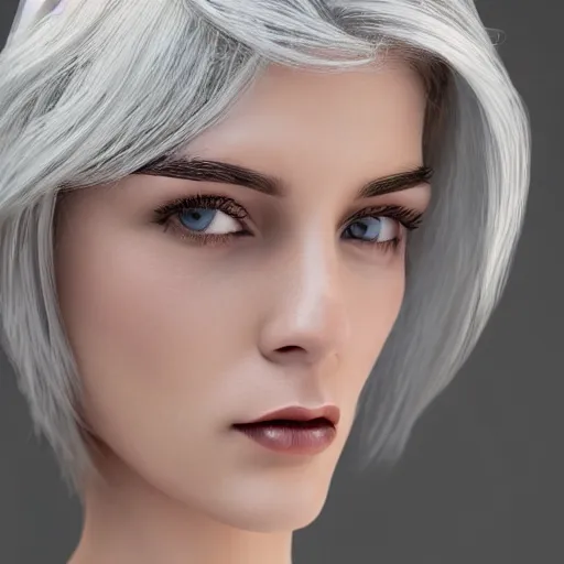 Prompt: Inquisition of most beautiful face young silver haired woman, extremely detailed faces, photorealistic, cinematic