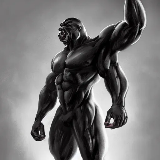 Prompt: a musclebound black - coated male anthro horse in a tactical bodysuit bursting through a wall, exaggeratedly large physique, highly detailed, digital painting, artstation, sharp focus, smooth, concept art, illustration, art by artgerm, greg rutkowski, wlop