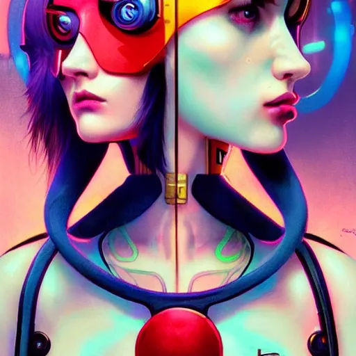 Prompt: lofi Cyberpunk portrait Pixar style by Tristan Eaton Stanley Artgerm and Tom Bagshaw,