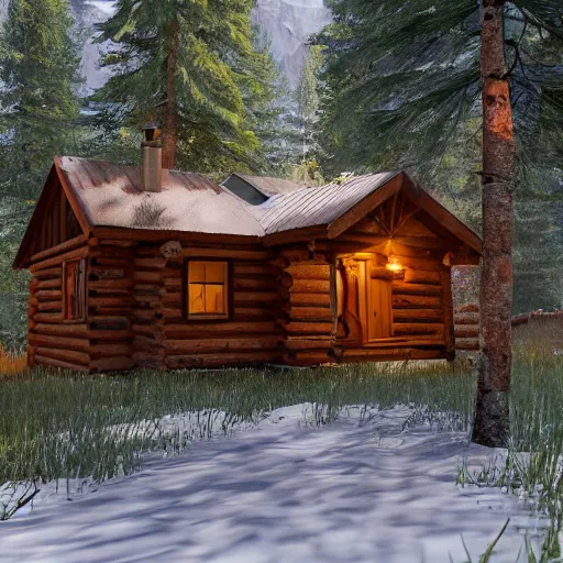 Image similar to a cabin in the woods unreal engine