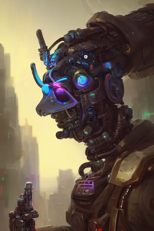 Image similar to portrait of a cybernetic samurai with holographic llama face, cyberpunk concept art by pete mohrbacher and artgerm and wlop and greg rutkowski and deathburger, digital art, highly detailed, intricate, sci-fi, sharp focus, llama, Trending on Artstation HQ, deviantart, unreal engine 5, 4K UHD image, daily deviation, llama llama