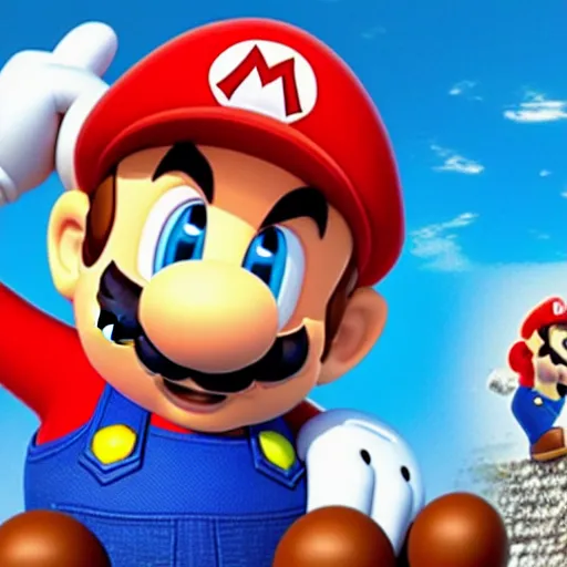 Image similar to extremely zoomed-in photo of Super Mario's face