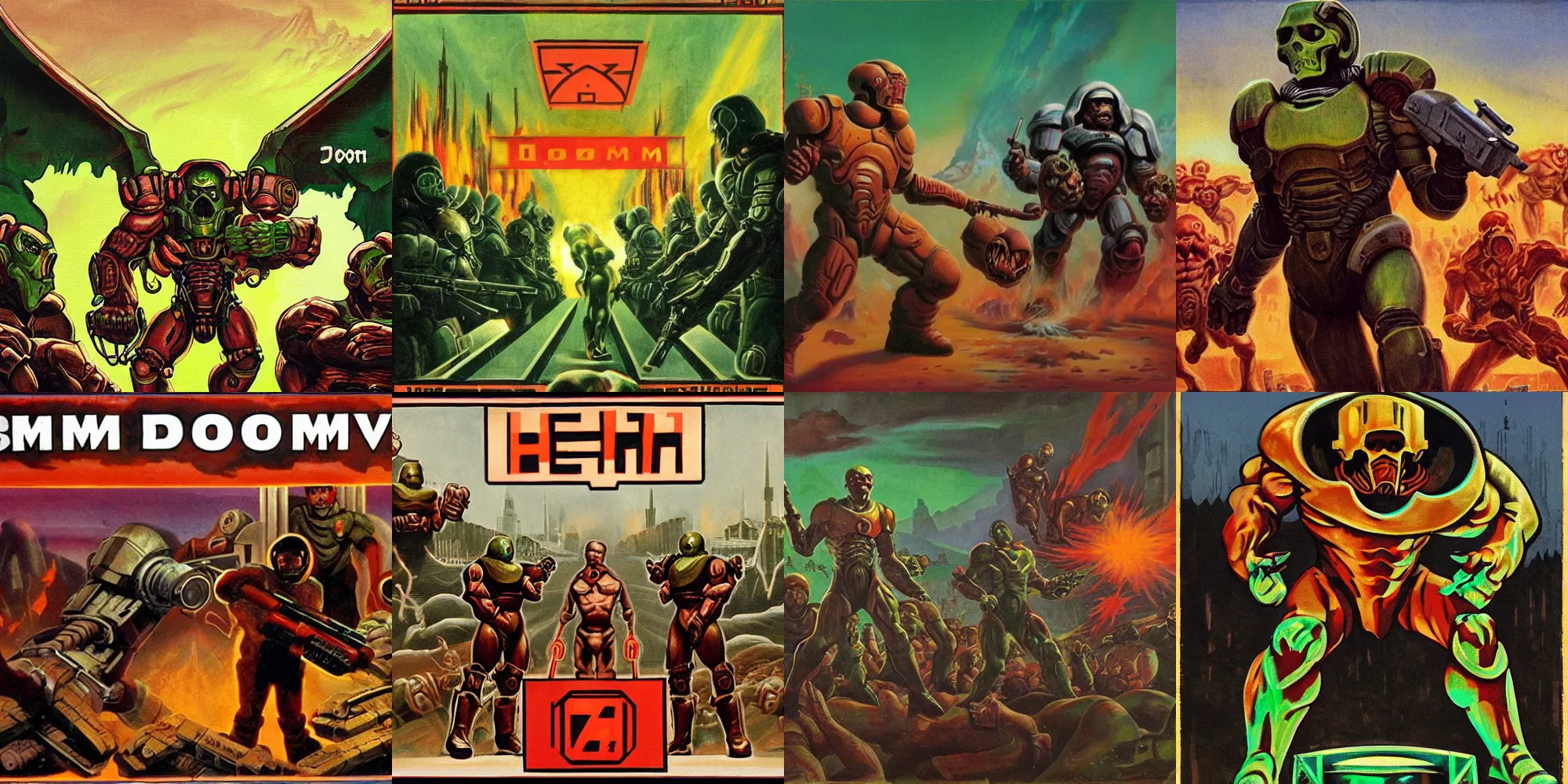 Prompt: the doom video game, in the style of soviet realism