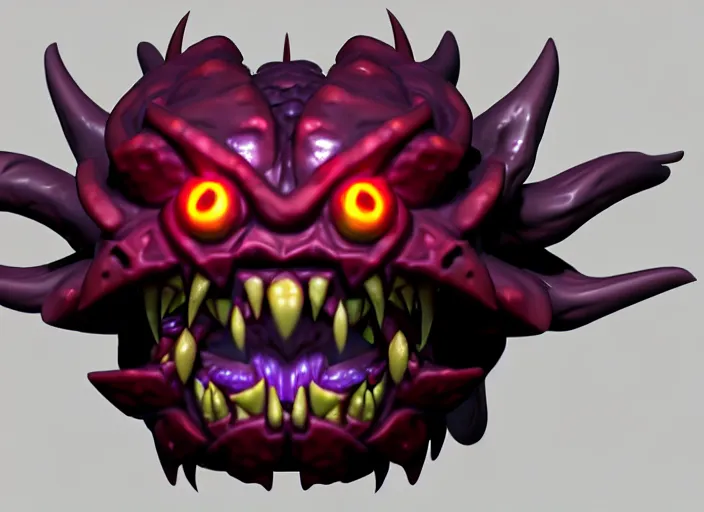 Image similar to raging oni beholder head, stylized stl, 3 d render, activision blizzard style, hearthstone style, darksiders art style