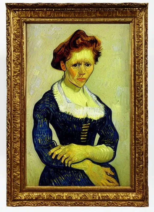 Image similar to lifelike oil painting portrait of belle by van gogh