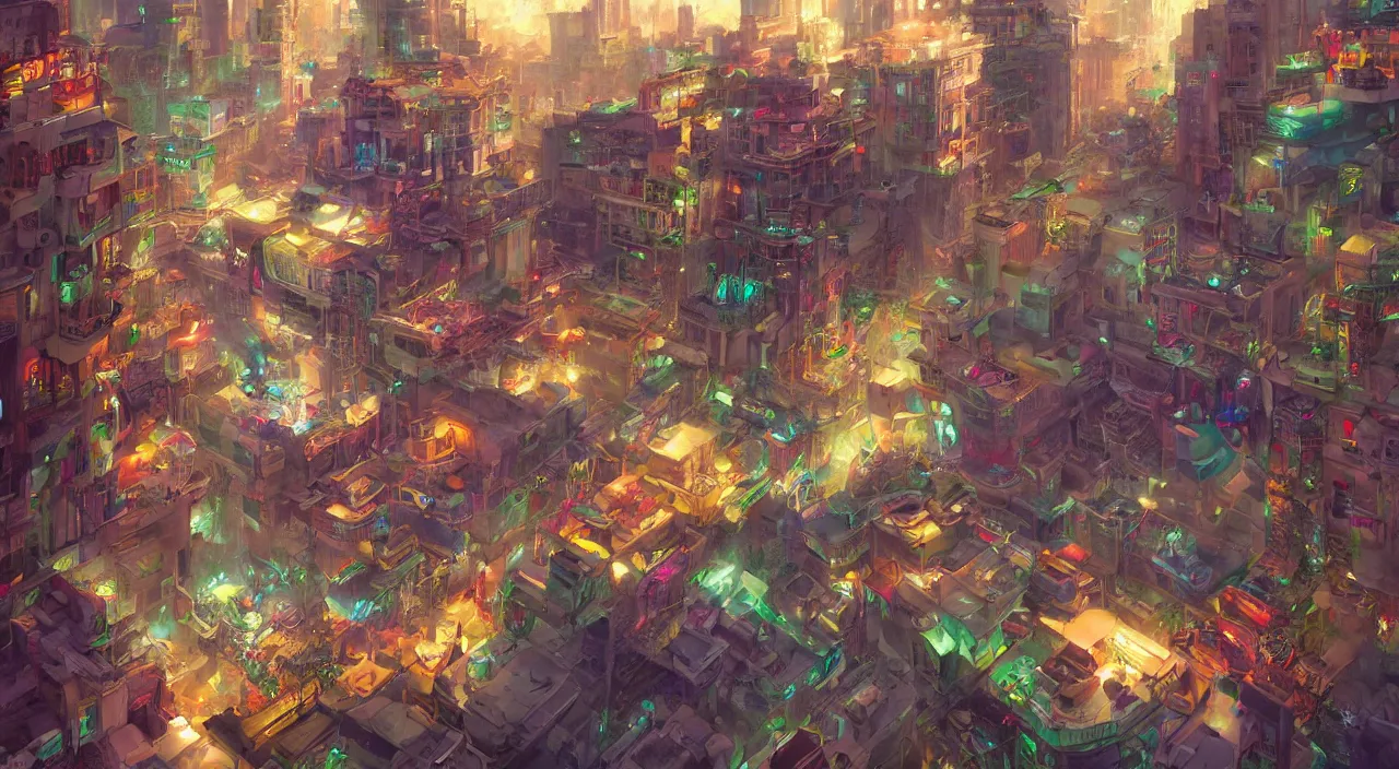 Image similar to bazaar zouk place aladin block greeble multicolorful sky shine mattepainting, street art, trending on artstation, by huang guangjian and gil elvgren and sachin teng