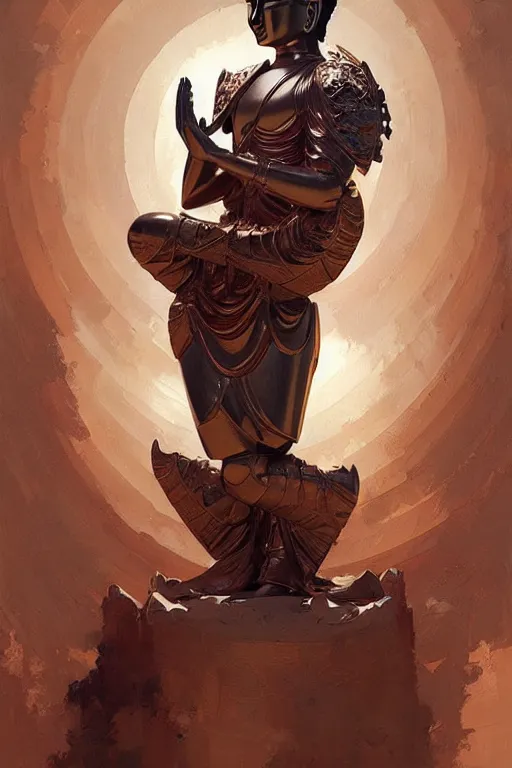 Image similar to buddhism, armor, painting by greg rutkowski, j. c. leyendecker, artgerm