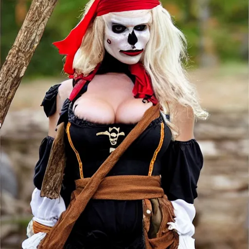 Image similar to a buxom pirate wench, halloween, cosplay