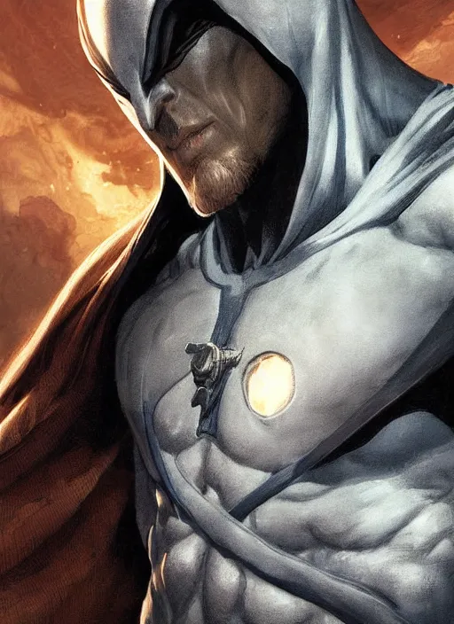 Image similar to digital _ painting _ of _ moon knight _ by _ filipe _ pagliuso _ and _ justin _ gerard _ symmetric _ fantasy _ highly _ detailed _ realistic _ intricate _ port