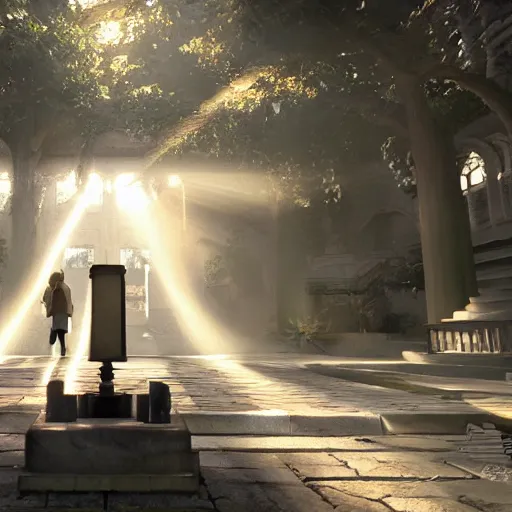 Prompt: long square!!!!, heaven, god rays, ray tracing, unreal engine, hyper realistic, fantastic art, highly detailed