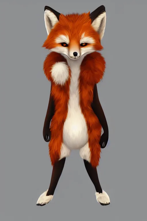 Image similar to an anthropomorphic fox with a fluffy tail wearing a vest, backlighting, trending on artstation, digital art, furry art, trending on furaffinity, cel shaded