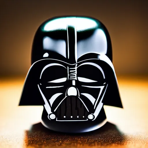 Prompt: a 30 mm photo of a doughnut that looks like Darth Vader