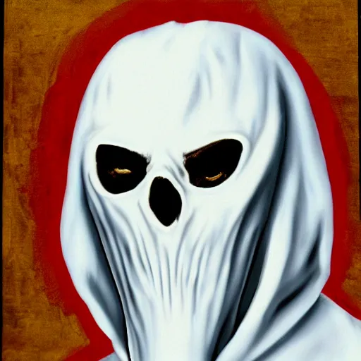 Prompt: baroque style painting of Ghostface from the movie “Scream”