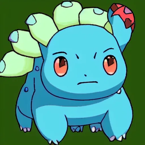 Prompt: a blue bulbasaur ~ water powers ~ amazing ~ trending ~