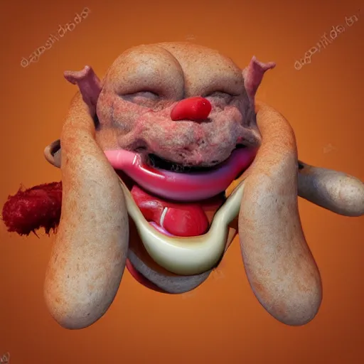 Prompt: hot dog made of hairy human flesh, grotesque, body horror, hd photorealistic