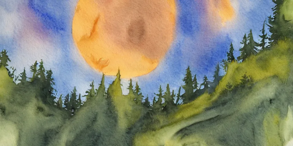 Image similar to outer wilds, watercolour