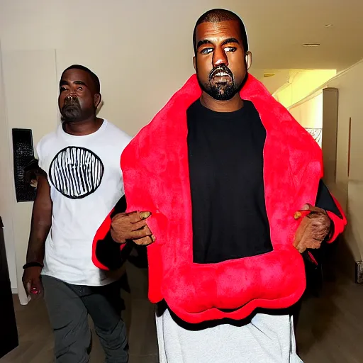 Image similar to kanye west holding an anime body pillow