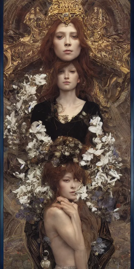 Image similar to queen, masterpiece by Edgar Maxence and Ross Tran and Michael Whelan, 8k, octane render