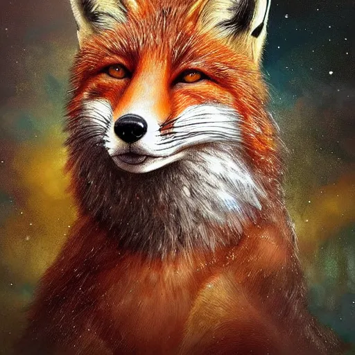 Image similar to fox wearing a tiara, fantasy art, epic