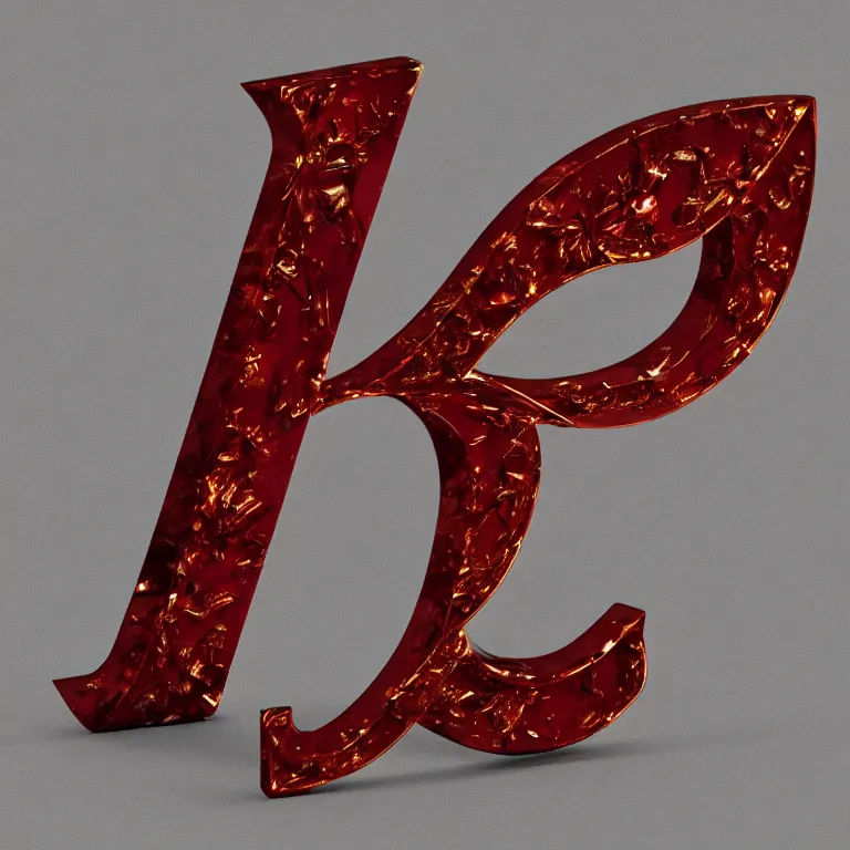 Prompt: studio photograph of sculptural fancy serif font of a letter made out of polished bronze and rubies, fractal 3 d structure, beautiful trending on artstation 8 k