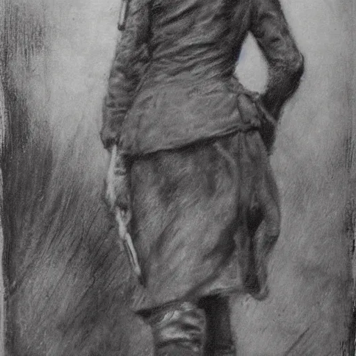 Image similar to ww 1 action heroine by alfred stevens in charcoal