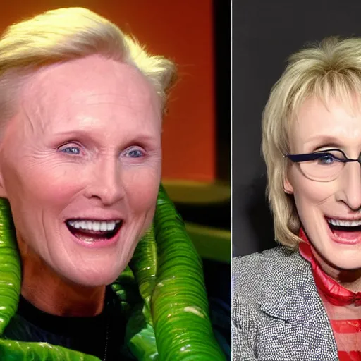 Image similar to john voight pranking jane lynch, green slime bucket, throwing slime at her, jane lunch is furious, steam coming out her ears, john voight is giddy, ps 2 graphics, water colour style