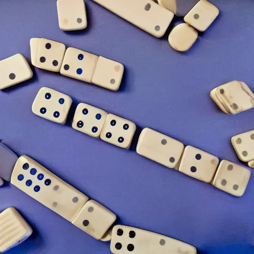 Image similar to photo of thanos playing with dominos