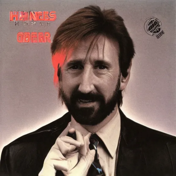 Prompt: Hans Gruber album cover from 1982, synthesizer