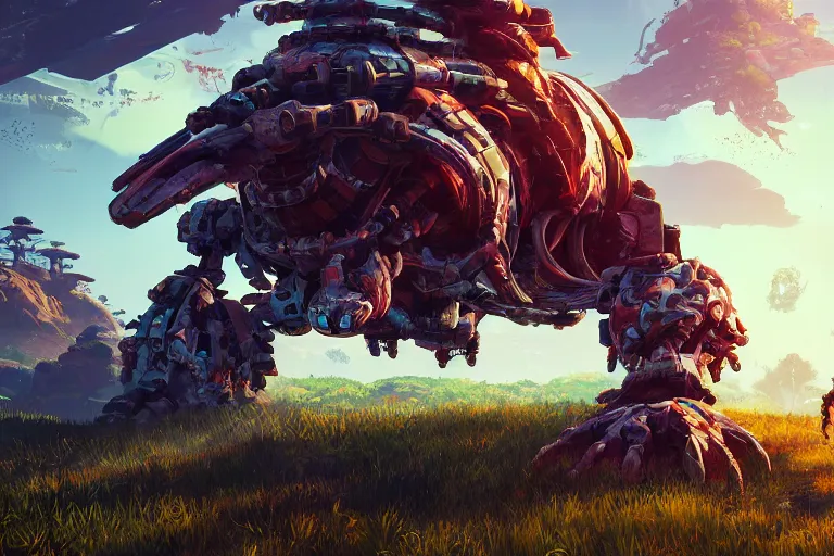 Image similar to shellsnapper machine mecanical creature robot of horizon forbidden west horizon zero dawn radiating a glowing aura global illumination ray tracing hdr fanart arstation by ian pesty and alena aenami artworks in 4 k