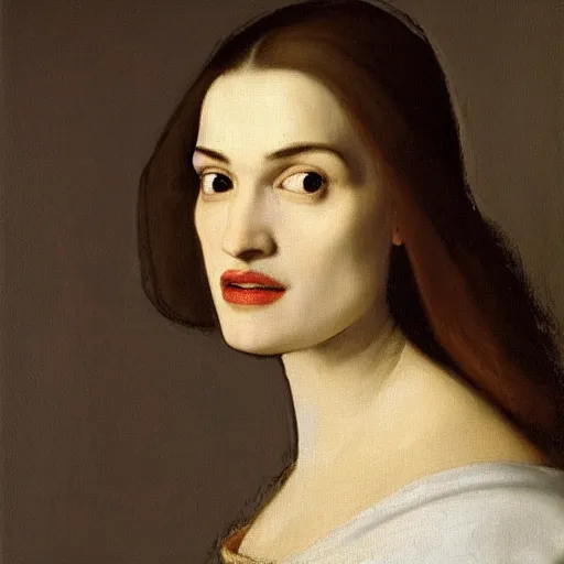 Image similar to portrait of rachel weisz by johannes vermeer, baroque, delft, uplifting, intricate, highly detailed, oil painting