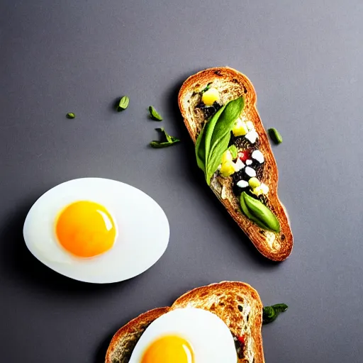 Prompt: egg on toast, hyper realistic, award winning food photography