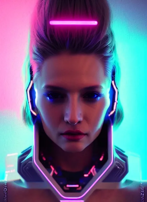 Image similar to a american female humanoid, cyber neon lighting, futurism, intricate futuristic jewelry, cyberpunk high fashion, glamor profile pose, hyper photorealistic, crispy quality, digital photography, trending in artstation, trending in pinterest, cinematic, 4 k ultra hd, art by pascal blanche, art by greg rutkowski,