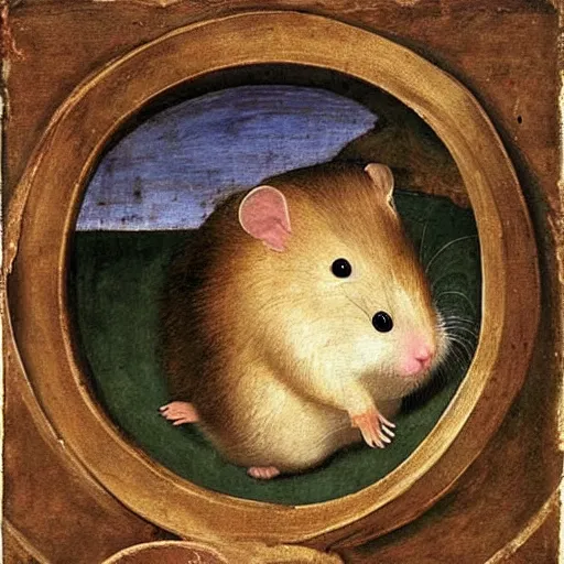 Image similar to portrait of a hamster in extreme distress, renaissance art, highly detailed