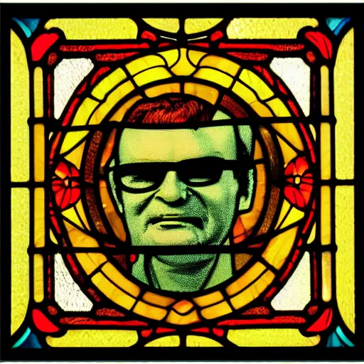 Prompt: stained glass image of dril