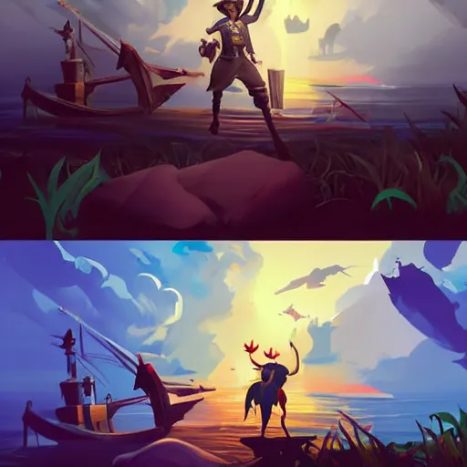 Image similar to painting jack the pirate on sea of thieves game avatar hero smooth face median photoshop filter cutout vector behance hd by jesper ejsing, by rhads, makoto shinkai and lois van baarle, ilya kuvshinov, rossdraws, illustration, art by ilya kuvshinov and gustav klimt