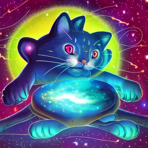 Prompt: a playful mind of astral cat