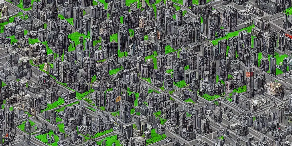 Prompt: Gotham City in Sim City style, highly detailed