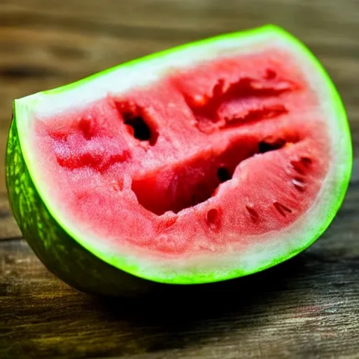 Image similar to a close up of a slice of red water melon with the face of mel gibson