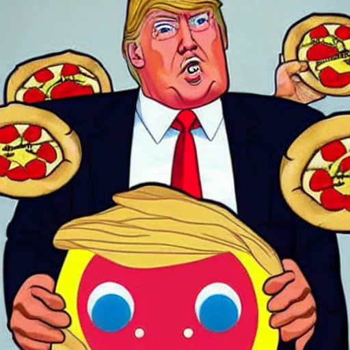 Prompt: donald trump made of pizza!!! mode, pixar