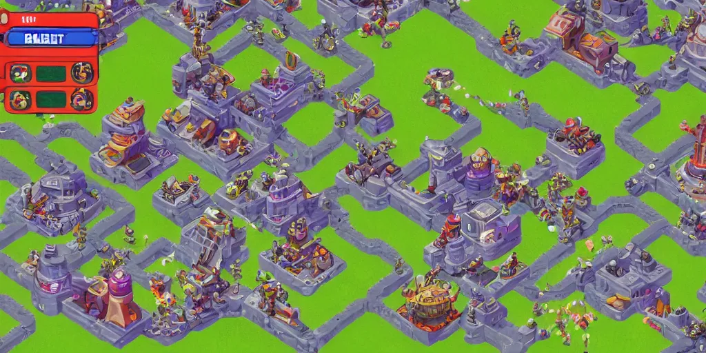 Image similar to screenshot of a commander keen strategy game, isometric view, high quality,