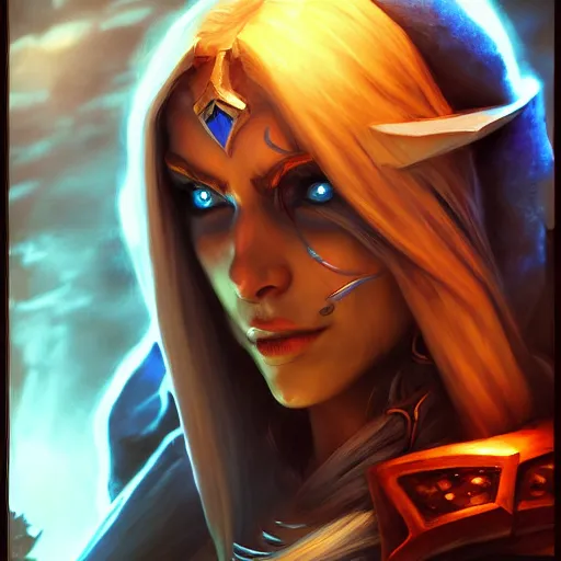 Image similar to hyperrealist portrait of sylvanas windrunner on a blue planet. by bayard wu, fantasy art, photo realistic, dynamic lighting, trending on artstation, poster, volumetric lighting, very detailed faces, 4 k, award winning