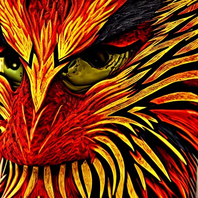 Prompt: phoenix warrior, highly detailed, 8 k, hdr, close up, smooth, sharp focus, high resolution, award - winning photo