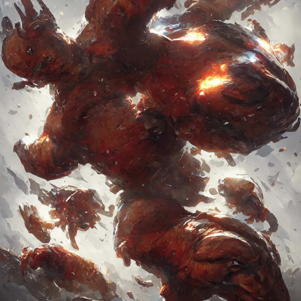 Image similar to super power, chicken, overdetailed art, by greg rutkowski, magic