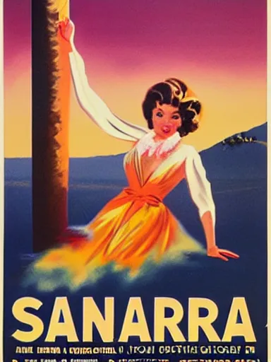 Prompt: a vintage movie poster about santa barbara, california,