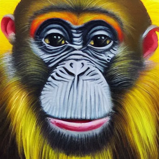 Prompt: five star award winning monkey Oil Painting