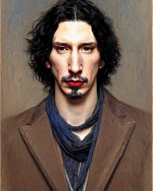 Prompt: beautiful realistic artistic detailed portrai of adam driver by gaston bussiere, donato giancola